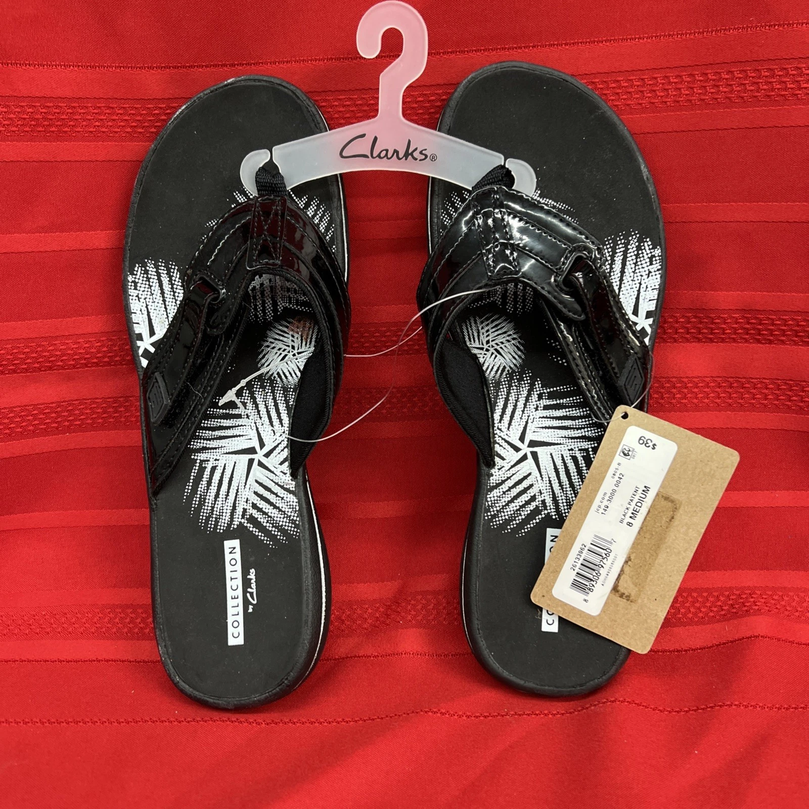 SANDALI INFRADITO DONNA CLARKS BREEZE SEA NERI VERNICE REGOLABILI SLIDE 8