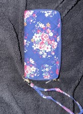 Floral Printed Zip Around Long Wallet Wristlet