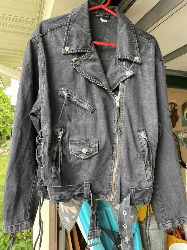 Free People Black Moto Biker Jacket Juniors S Mid-Length Zip Pockets