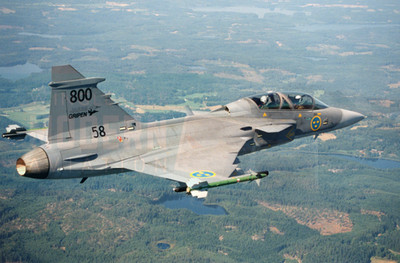 Saab JAS 39 Gripen in the Air - Schwedische Luftwaffe - Originalfoto