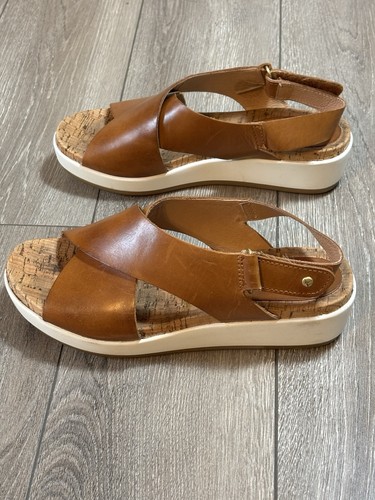 Pikolinos Brown Leather Ankle Strap Wedge Sandals Brandy Women's EU 39/ US 8.5-9 - Picture 7 of 13