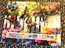 500-Piece Jigsaw Puzzle for Adults Butterfly Garden Spring Colorful Flowers 5...