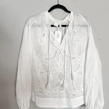 H&M Boho White Tunic Blouse Top NEW 8