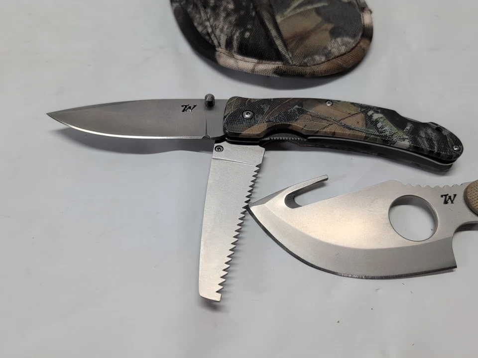Winchester 2 cuchillos caza camping pesca cuchillo camuflaje cinturón bolsa Foto 3 de 4