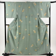 JAPANESE KIMONO FINE PATTERN LIGHT GREEN 159.5cm 5 ft 3 in PURE SILK FF8652