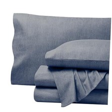 Flannel Sheet Set 100 Cotton, Velvety Soft King 18 - Heathered Indigo