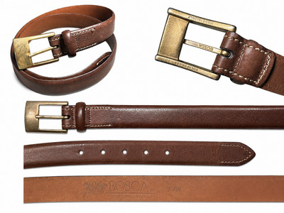 BOSCA Italian Leather Brown Casual Dress Belt Brass Buckle Mens Size 36