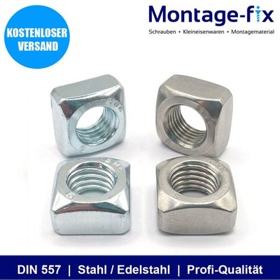 Vierkantmutter DIN 557 - Gleitmuttern - Stahl / Edelstahl - M5 M6 M8 M10 M12 M16