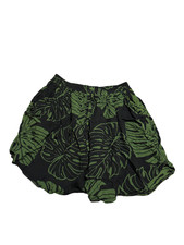 Vintage Aloha 1968 Shorts Womens Black Green Tropical Beachwear Elastic Waist
