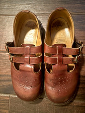 VTG Dr Martens Mary Janes Double Buckle Womens US 9.5 Brown Leather. England 7