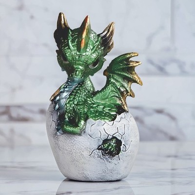 4.5''H Green Dragon in Egg Figurine Ornament Home Decor Unique Gift