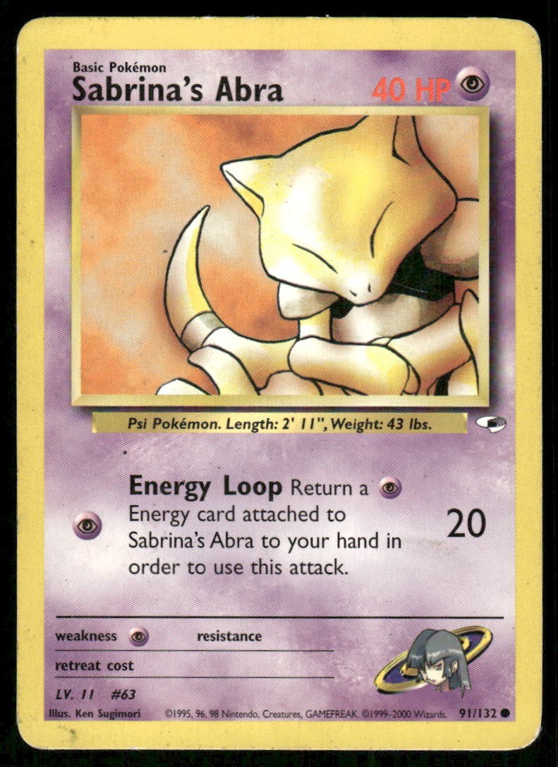 Pokemon Tcg Sabrina's Abra #91 Pokemon Gym Heroes HP