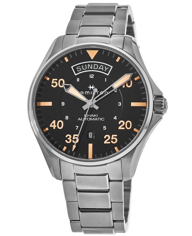 Hamilton Khaki Aviation Pilot Day Date Automatic Black Mens Watch H64645131