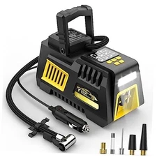 Portable Tire Inflator Digital Air Compressor 12V DC Tire Air Pump Car Yellow