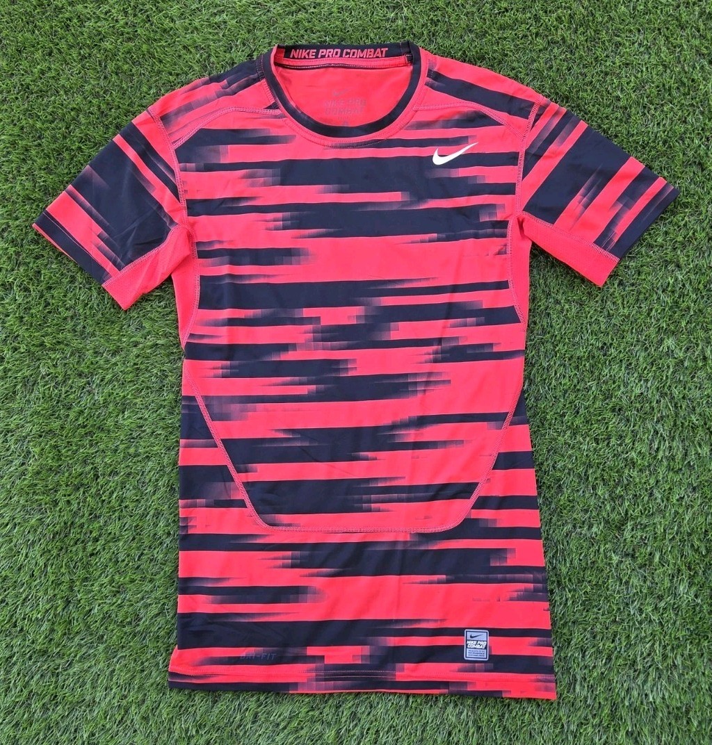 Nike Pro Combat Dri FIt Training Shirt Men’s Size Large Red Striped