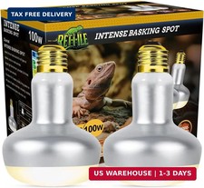 2Pack 100W Reptile Heat Lamp Bulb UVA Daylight Basking Light for Lizards Turtles