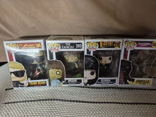 Funko Pop Rocks Mixed Lot 4 Frank Beard, Elvira,, Godzilla, Regan new 