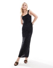 BNWT Miss Selfridge Burn Out Velvet Maxi Dress Black Small Uk8-10