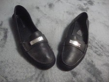 Women  s Coach Fredrica black pebble leather loafers Size 9.5 B