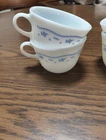 Vintage Pyrex Morning Blue Coffee Tea Cups - Set Of 4 - milk glass Corning Cup