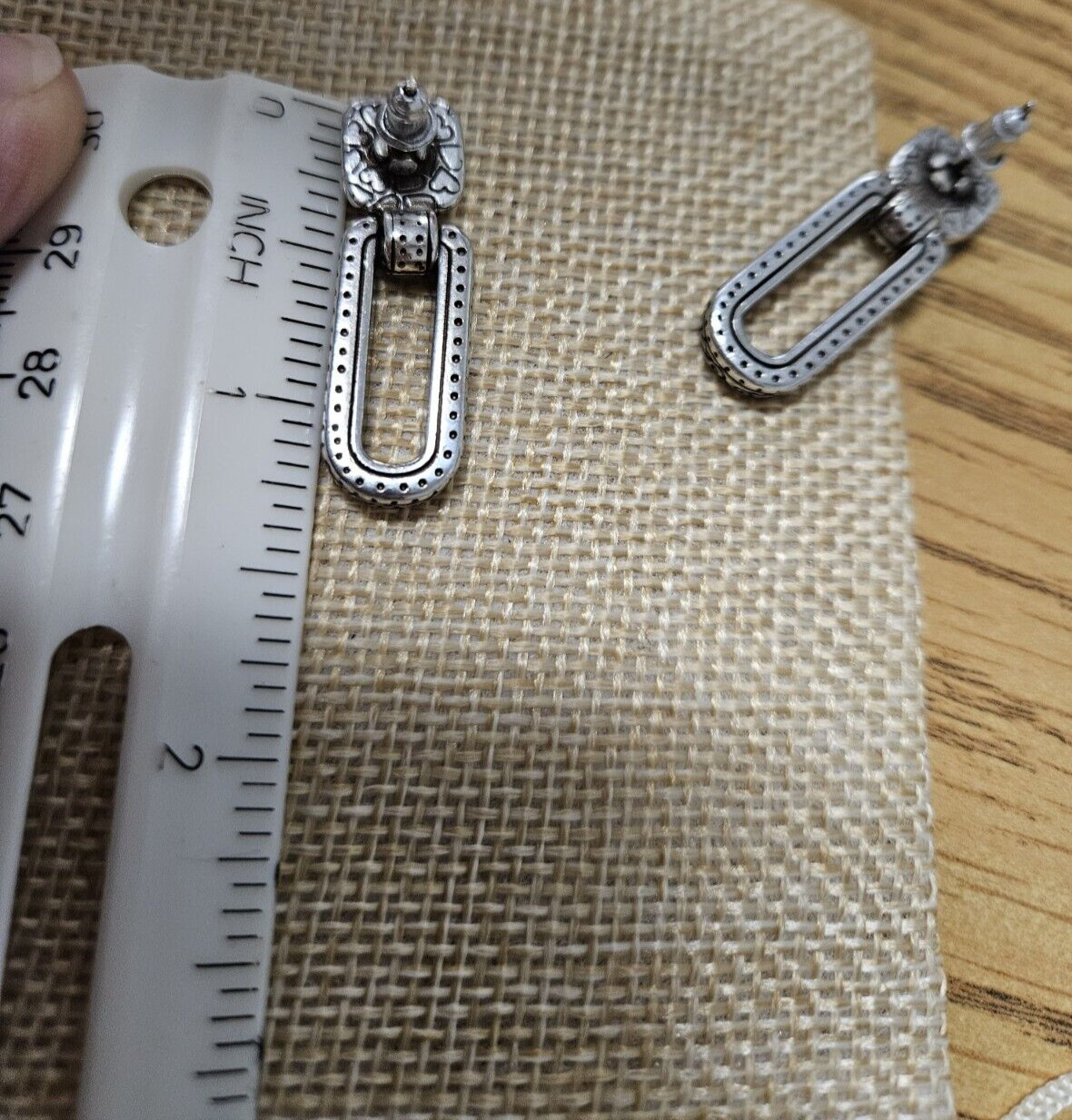 Brighton Rectangle Dangle Silver tone Earrings Vi… - image 4