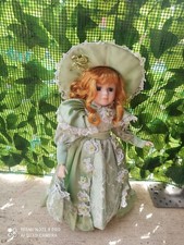 Bambola in porcellana h 40 cm pari a nuova Damina con borsetta 