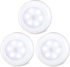 3 Pack 2.8” Motion Sensor Lights Indoor AAA Battery Operated, Stick on LED Puck