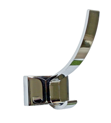 2 x COAT HOOK ROBE DOUBLE TWIN SQUARE POLISHED CHROME HIGH QUALITY DOOR BATHROOM - Picture 3 of 3