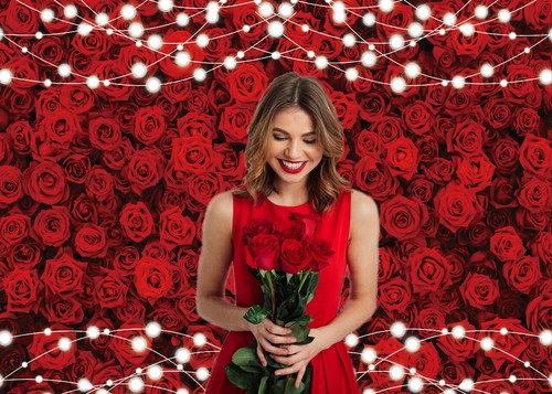 Fondo de pared realista con flor de rosa roja para boda cumpleaños día de la madre - Imagen 3 de 9