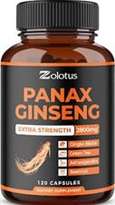 Korean Red Panax Ginseng  Ginkgo Biloba 2800mg Boost Energy Mood Focus 120 Caps