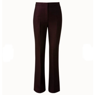 Akris Farida Marsala Wool Blend Lurex Double Face Trouser Pants NWT Size 8 Tall