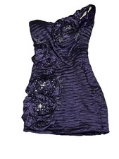 Womens Dress Junior Small One Shoulder Stretch Cocktail Clubwear Party Purple