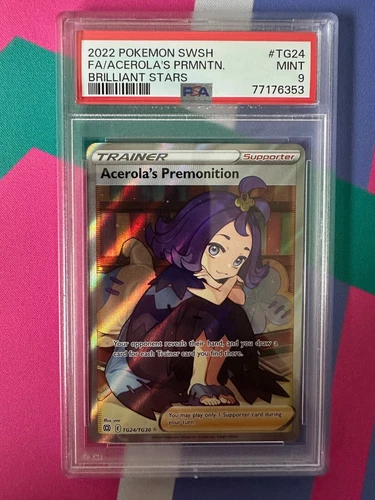 2022 Pokémon Brilliant Stars Acerola’s Premonition Full Art TG24/TG30 PSA 9