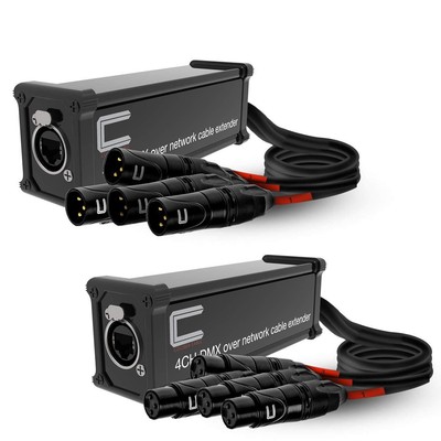 Pair of 4 Channel 3-Pin XLR Male Female to Ethercon Cable Compact Cat6 Multi Net