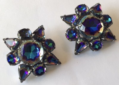FABULOUS VINTAGE SCHIAPARELLI SIGNED WATERMELON RHINESTONE EARRINGS