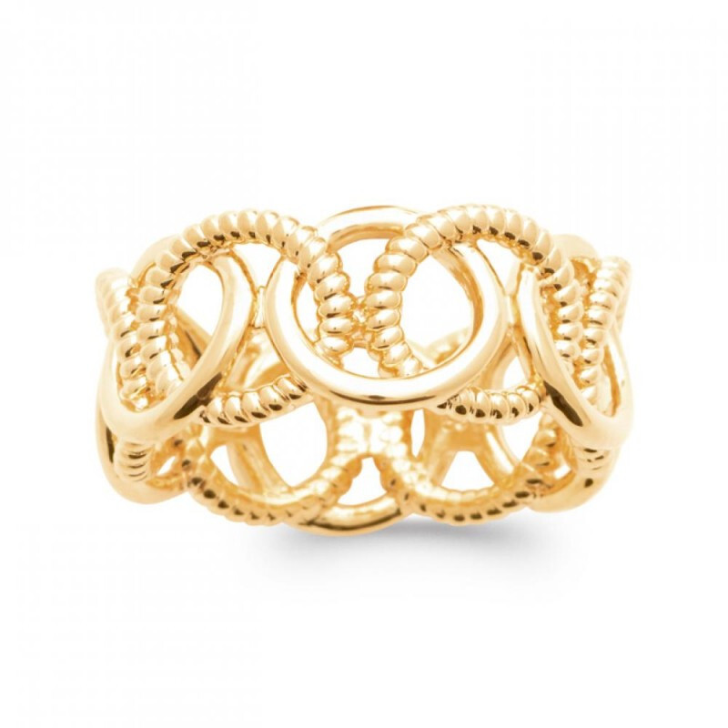 Bague Anneaux Enlacés Tressés Plaqué Or 18 Carats 750/000 Bijou Femme Poinçonné Taille 54