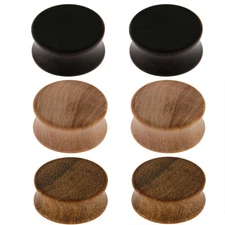 Pairs of Organic Wood Double Flared Saddle Ear Tunnels Plugs Expander E552