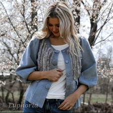 Ryu Handmade Fur Trim Fitted Jacket Gray Small