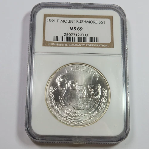 1991 P NGC MS69 - SILVER Mount Rushmore - Commemorative $1 Dollar Coin #47135A