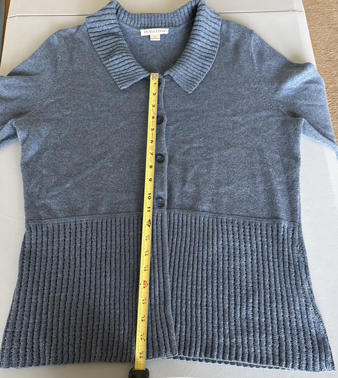 Woman’s Pendleton Large Knit Collared spring Blue… - image 10