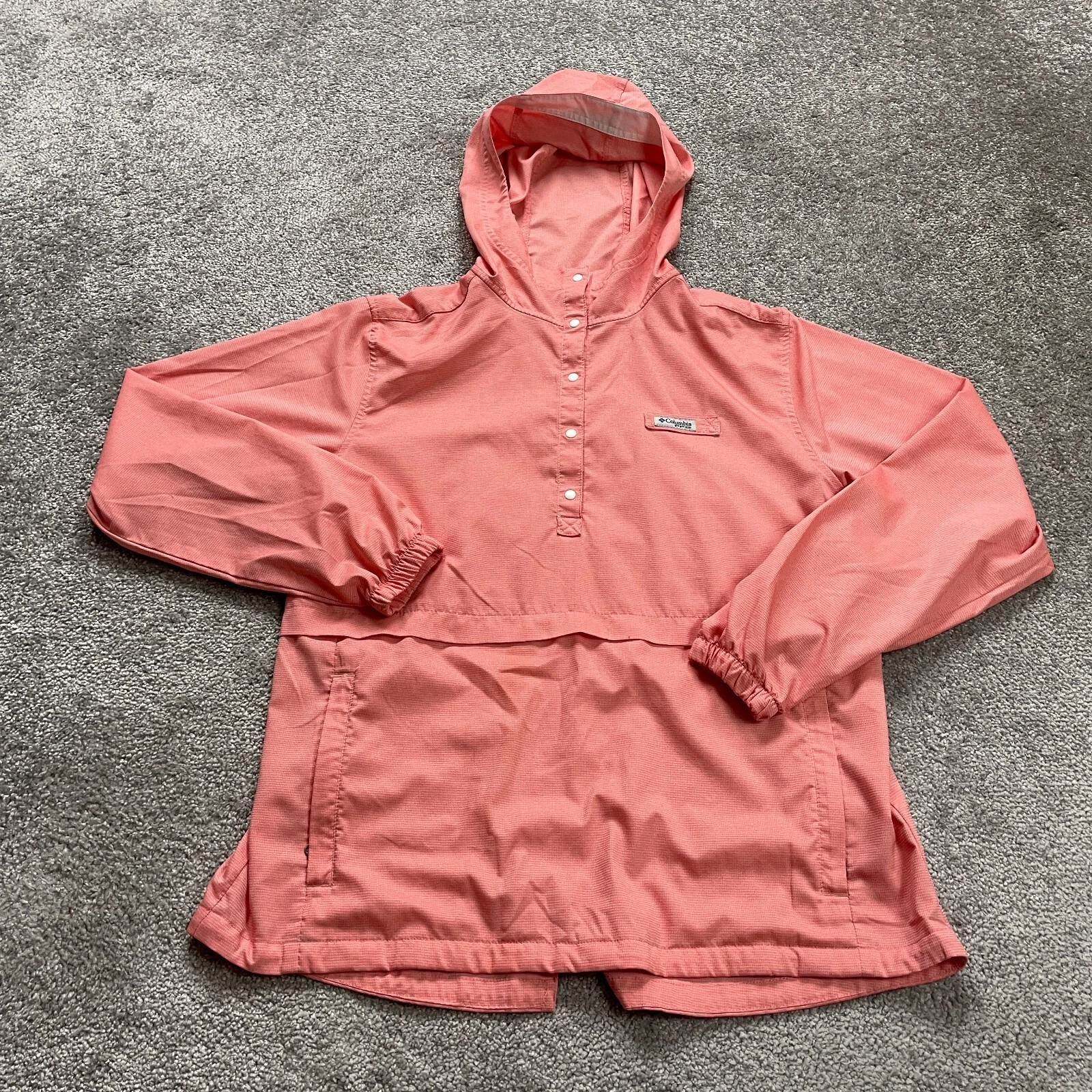 Columbia Tidal Tee Hoodie Windbreaker Jacket Mens Medium Peach Lightweight Snap