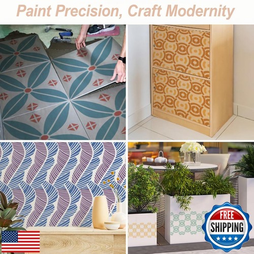 Wall Stencils for Painting Large Pattern, 4PCS 8 Inch Reusable Stencils for C - Picture 2 of 5