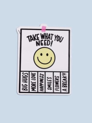 Positive Mental Heath Sticker Smiley Face Take What You Need Journal Stationery