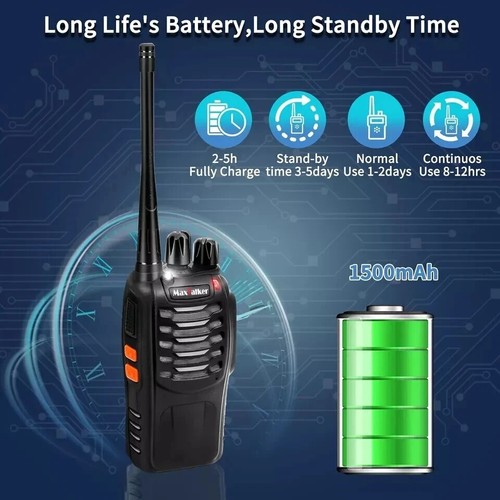 Große Reichweite 100 Meilen Walkie Talkie Zwei-Wege Radio Lade Headset wasserdicht 4er-Pack - Bild 4 von 4