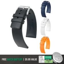 HIRSCH Pure Premium Caoutchouc Watch Strap - Active Performance-QR+Bonus Battery