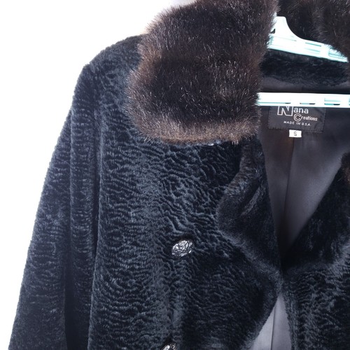 Vintage Nana Creations Womens Coat Small Long Faux Fur Trim Snap Closure Lined - Picture 3 of 7