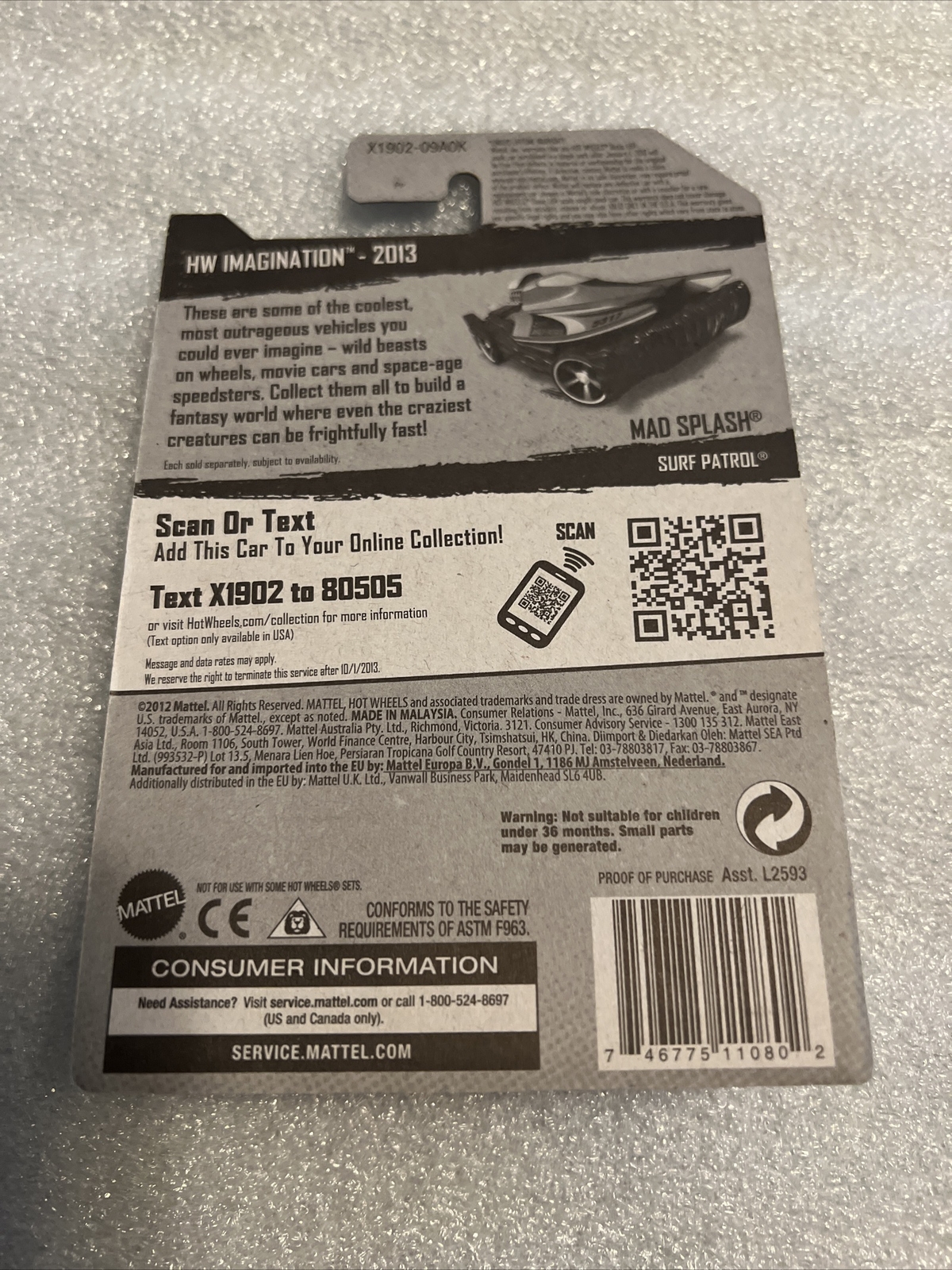 2013 Hot Wheels Mad Splash Hw Imagination #73 New On Card B161