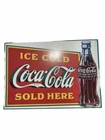 Coca-Cola Tin Sign Ice Cold Sold Here Coke Co 1989 Vintage Advertising