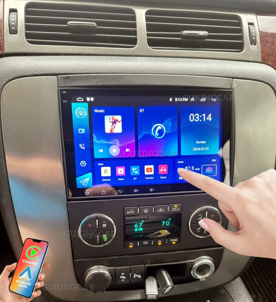 For Chevrolet 2007-2014 Suburban Tahoe 8" Android13 Car Carplay Stereo Radio GPS Foto 3 de 4