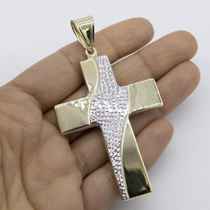 Pendentif Croix Iced 6.6ct Diamant Lab 14k Or Blanc - Hip Hop Homme - Italie